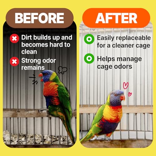 Image of T TORTO9 Kraft Bird Cage Liners 31 x 21.5 Inch, 120 Sheets, Absorbent Paper Tray Liners for Large Bird Cages, Pre-Cut Disposable Cage Bottom Liners