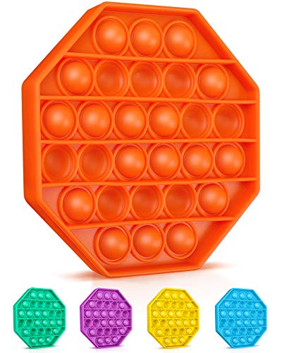 Colplay Pop Pop Fidget Toys,Push Pop Bubble Fidget Sensory Toy,Autism Special Needs Silicone Stress Relief Toy,Great Fidget Toy Sensory Toys Novelty Gifts for Girls Boys Kids Adultsï¼ˆOrange-Octagonï¼‰