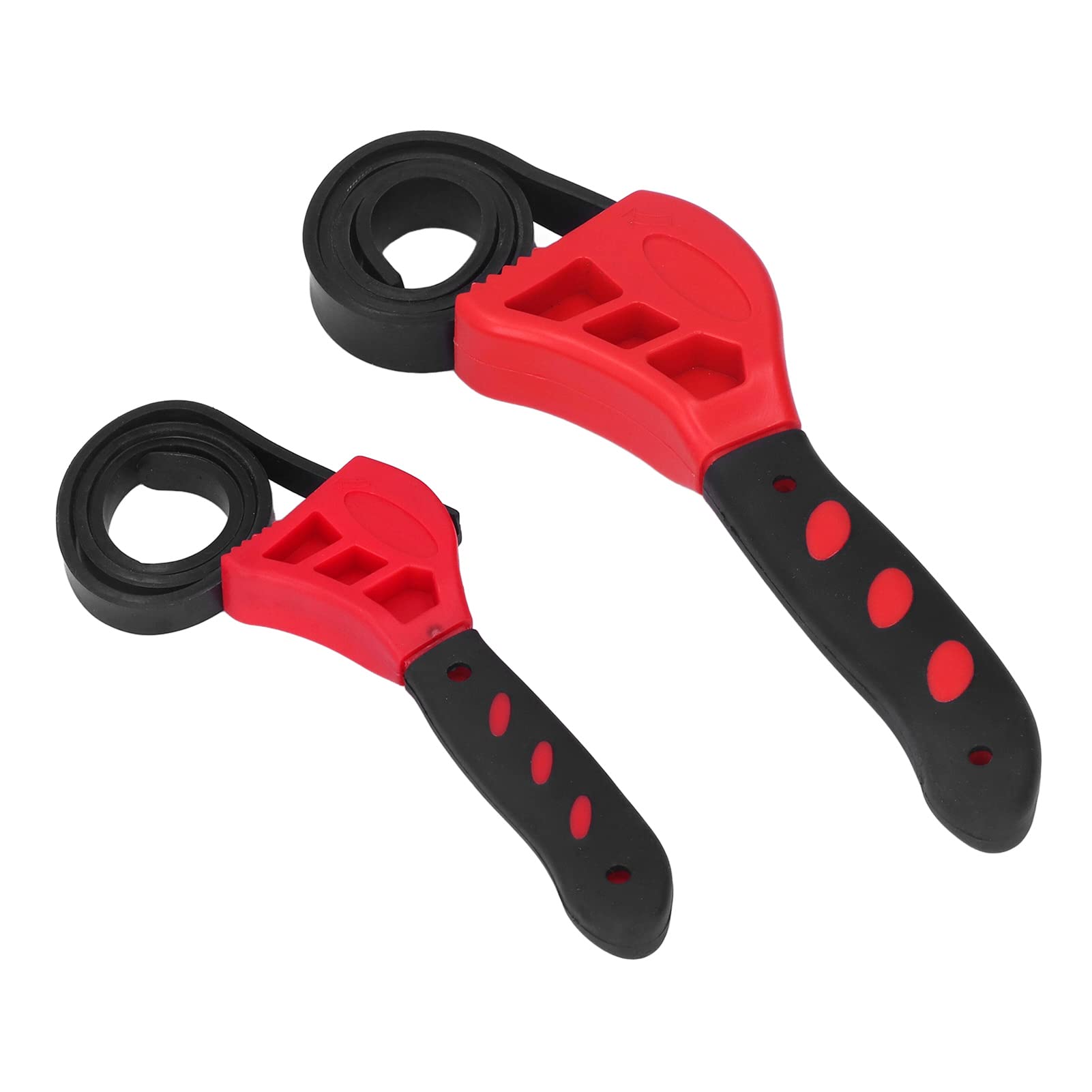 2-Piece Adjustable Strap Wrench Set - 6in & 8in Rubber Belt Wrench For Plumbing & Car Maintenance
