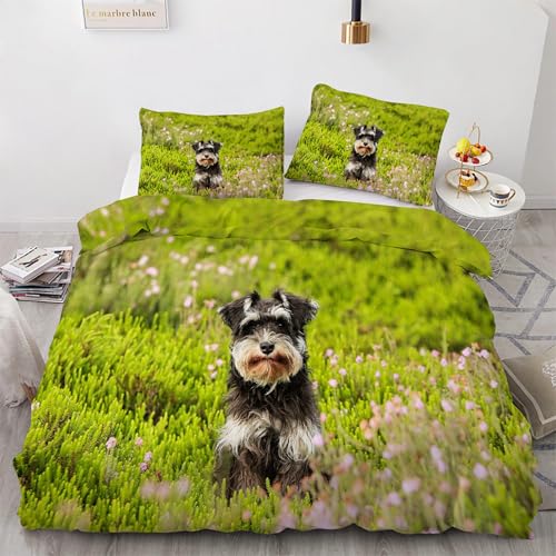 Housse de couette 220x240 Mini Schnauzer avec 2 taies d'oreiller microfibre - 2