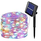 vviho LED イルミネーションライト ソーラーライト 装飾ライト クリスマスツリーライト 防雨型 20m 200球 8モード 室内 室外 誕生日 結婚式 様々な場所に対応 ソーラー充電式 (レインボー4色)