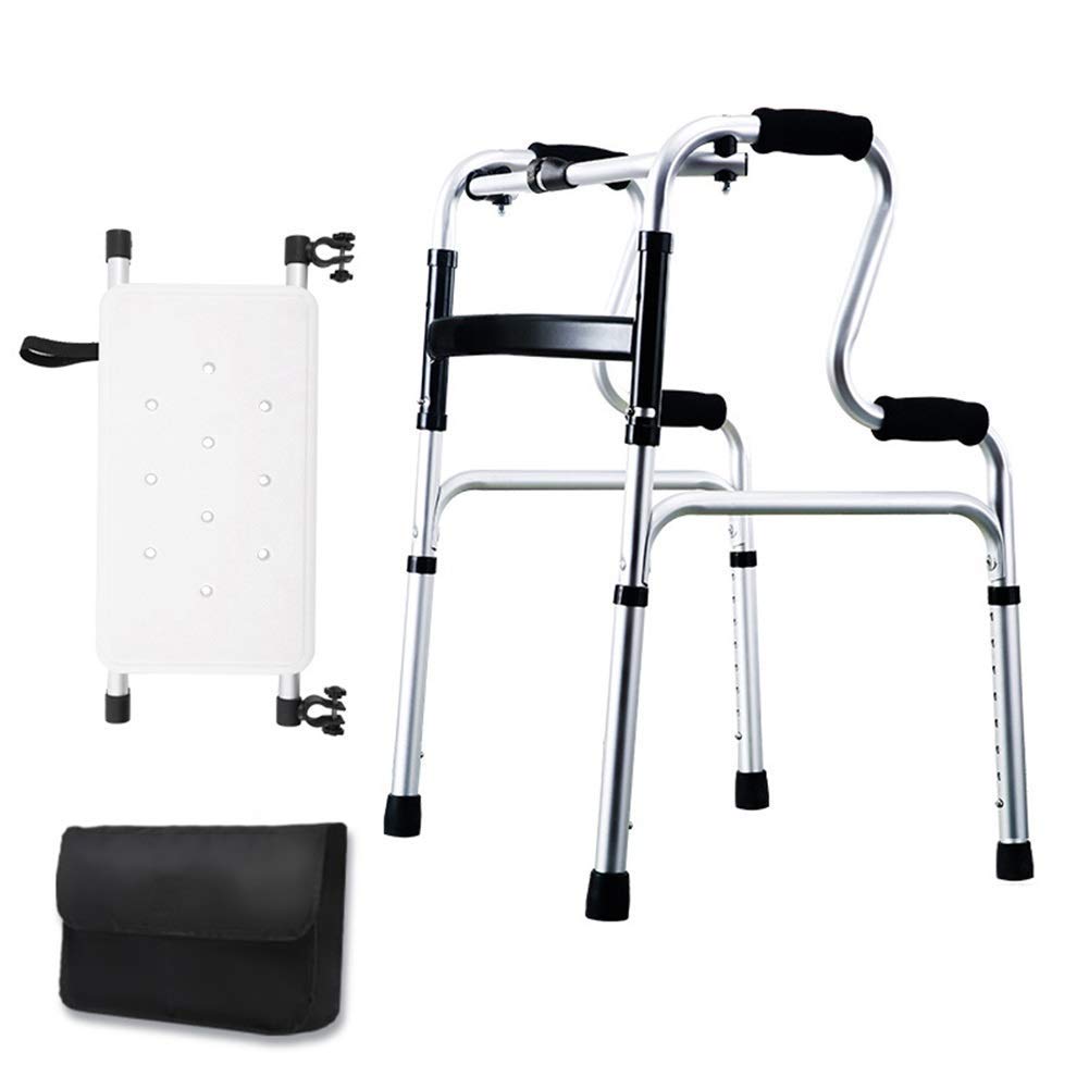 Andador, andadores para personas mayores, resistente, liviano, de altura ajustable, asistente de escalón de aluminio, antideslizante en el interior y exterior de la casa, todo está bien (sin ruedas)