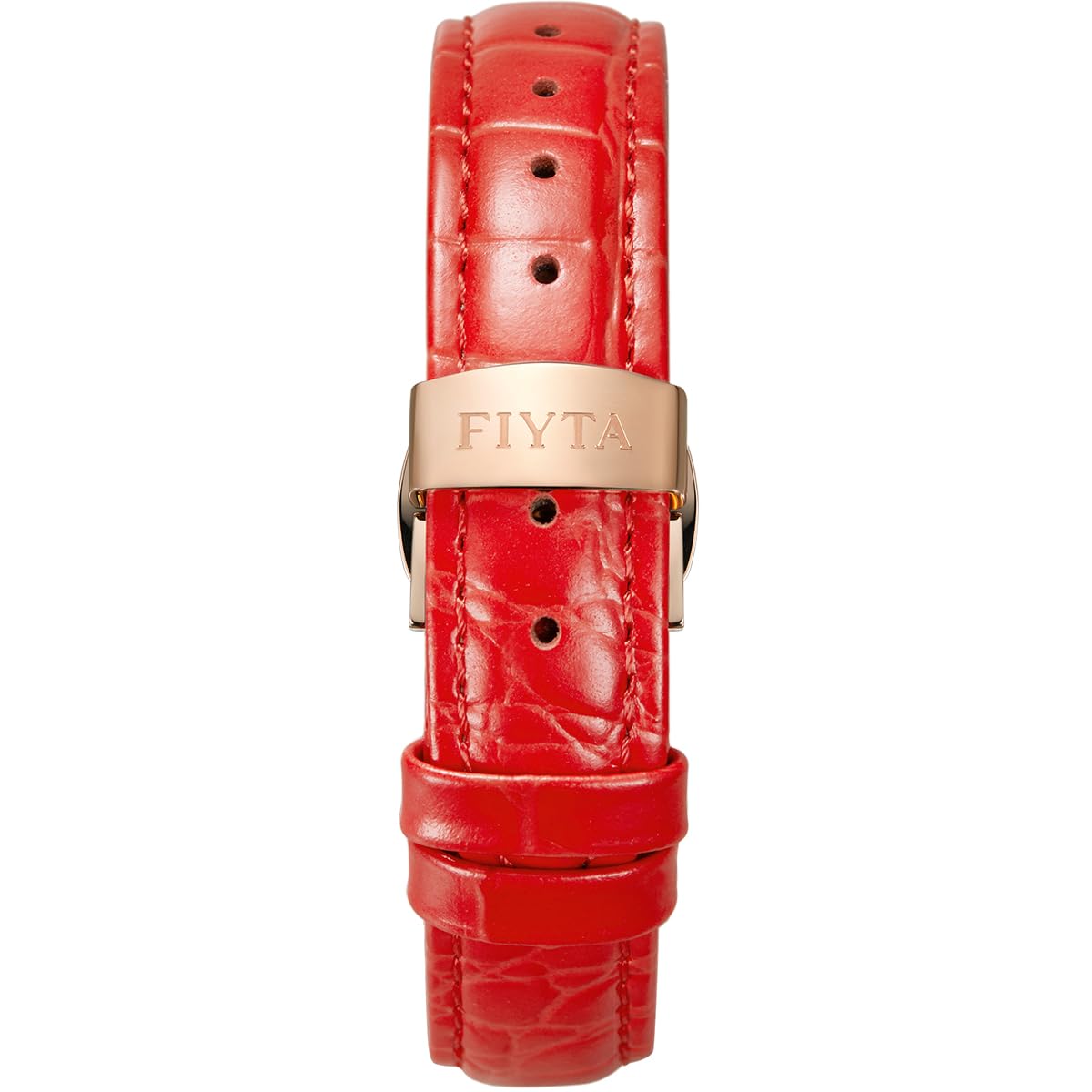 FIYTA Klover Damen Klassische Diamant Automatikuhr 3-Zeiger Lederband Damenuhr mit Perlmutt und Skelett Zifferblatt, Rotgold + Perlmutt / Rot, Liebe
