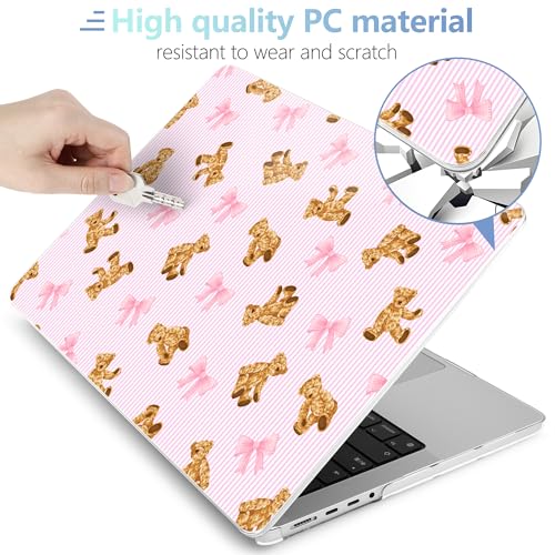 Image of MEEgoodo Case for M5 MacBook Pro 16 inch Case 2026 2024 2023 2021 with M5 M4 M3 M2 M1 Pro /Max Chip, Fit Model A3429 /A3428 /A3403 /A3186 /A2991 /A2780 /A2485, Bear&Cute Ribbon