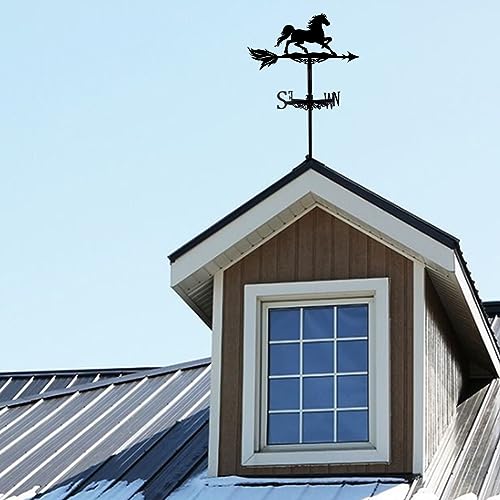 SUPERDANT Pferde Wetterhahn Garten Wetterhahn fürs Dach Windspiel Schmiedeeiserne Wetterfahne Richtungsschild Wetterfahnen Outdoor Bauernhaus Weathervane Dekoration Für Bauernhaus Garten Außenbereich