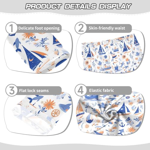 Cartoon Cute Hand Drawn Ocean Marine Kids Girl's Cotton Pants Stretchy High Waisted Activewear Exercise3