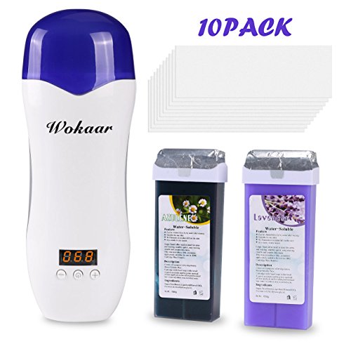 Digital Visual Thermostatic Wax Warmer Heater Hair Removal Waxing Machine With Hair Removal Wax Strip Paper And 2 Water Soluble Wax Cartridge (Lavender,Chamomile)