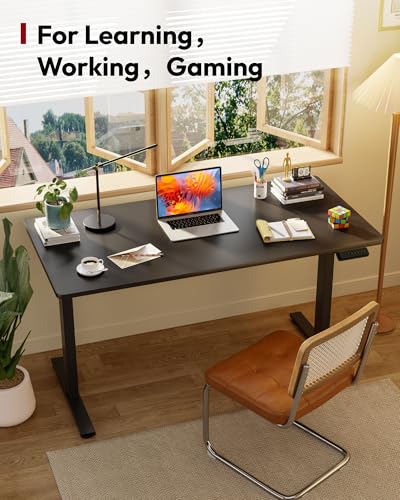 Image of SANODESK Electric Standing Desk 40 x 24 Inches Whole-Piece Desktop Height Adjustable Stand Up Desk w /6-Button Controller Ergonomic Computer Desk for Home Office, Black Frame + Black Tabletop