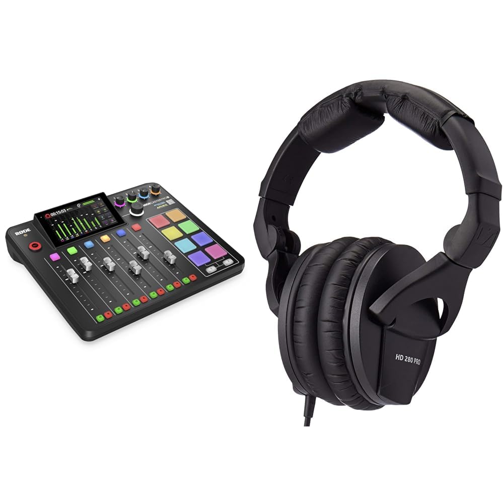 RØDE RØDECaster Pro II All-in-One Production Solution for Podcasting, Streaming, Music Production & Sennheiser HD 280 PRO Closed-Back Over-Ear DJ & Monitoring Headphones