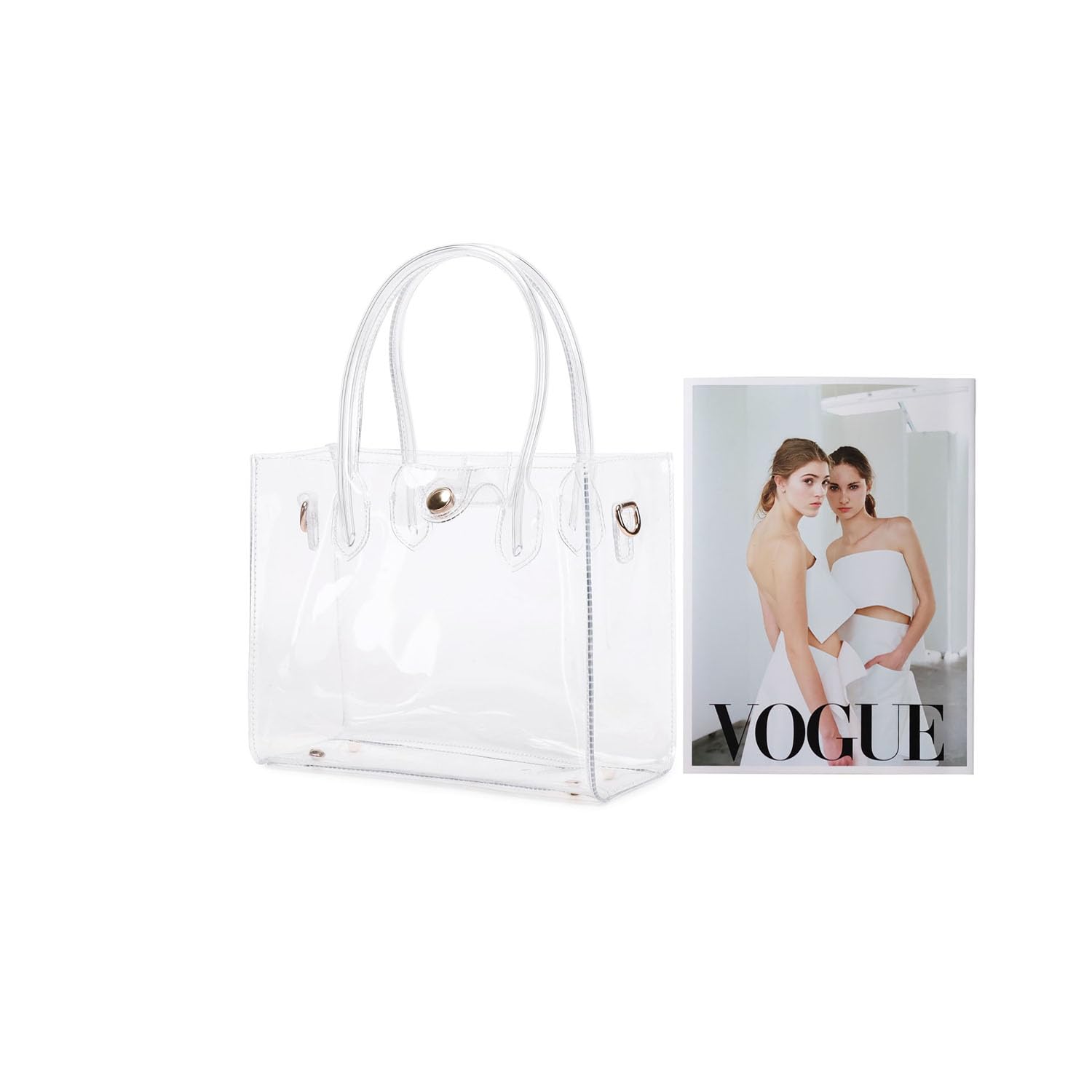 Womens Clear Purse Clear Tote Bag Stadium Approved Clear Bag PVC Plastic See Through Working Bag