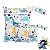 LKJAUOZ 2 Pezzi Wetbag Pannolini Riutilizzabile, Borsa per Pannolini, Sacchetto del Pannolino Lavabile con Zip Impermeabile Riutilizzabile Organizzatore, Bambino Bag per Viaggi Gym Vestiti