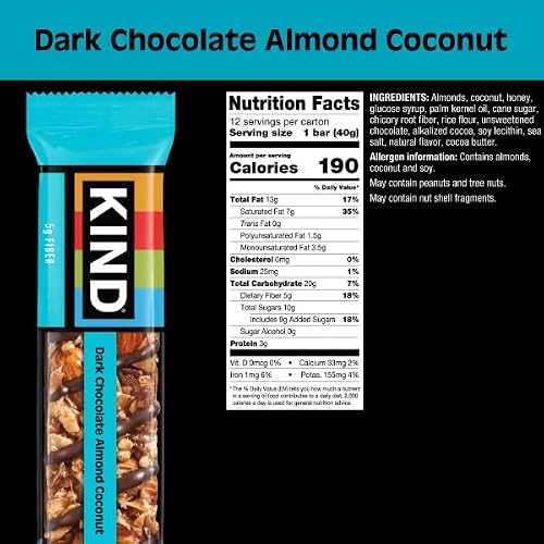 KIND Bars, Dark Chocolate Almond & Coconut, Healthy Snacks, Gluten Free, 12 Count - Thumbnail 2