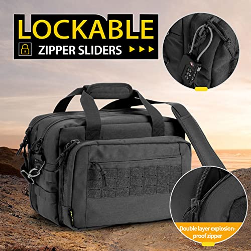 VEAGIA Range Bag Pistol Case Gun Range Bags For Handguns And Ammo Gun Case 3 Pistols Soft Carrying Bags (Black 4.0)