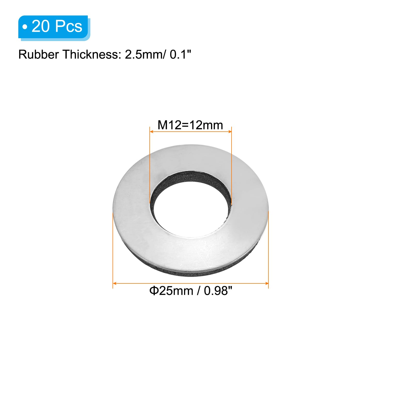 PATIKIL 304 Stainless Steel EPDM Bonded Sealing Washers - Image 2