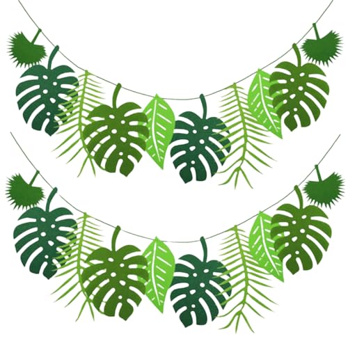 2 unidades de decoración de cumpleaños de selva, hojas de palmera, decoración de fiestas, hojas tropicales artificiales, decoración de hojas de palmera, decoración de cumpleaños para cumpleaños,