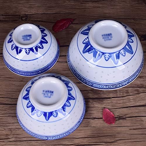 1pcs Chinese Ceramic Bowl Tableware and White Porcelain Art Rice Bowls Kitchen Dinnerware Food Container(7 inches)
