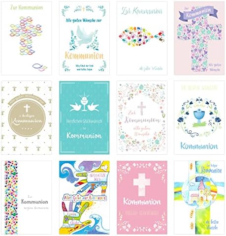Edition Seidel Kommunionskarten Set - 12 Klappkarten Mit Umschlägen Für Jungen & Mädchen