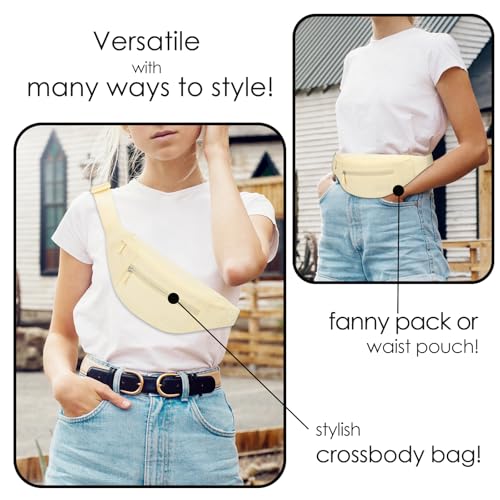 Image of Large Crossbody Bag Waist Pack Sling Fanny Pack for Women Trendy Travel Essential Belt Bags with Adjustable Strap,Pale Yellow