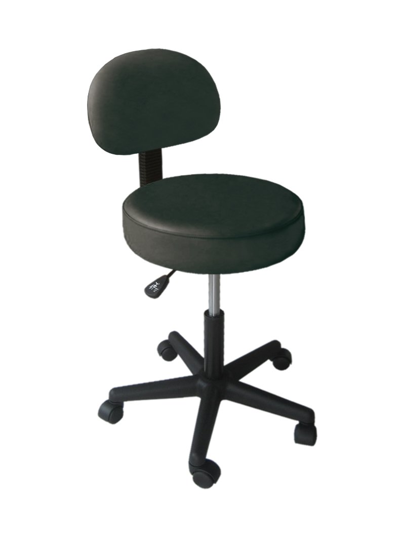 WellTouch Rollhocker mit Rückenlehne | Höhe 48-61 cm verstellbar | Praxisausstattung für Massage, Arztpraxis, Heilpraktiker, Therapie, Kosmetik, Tattoostudio