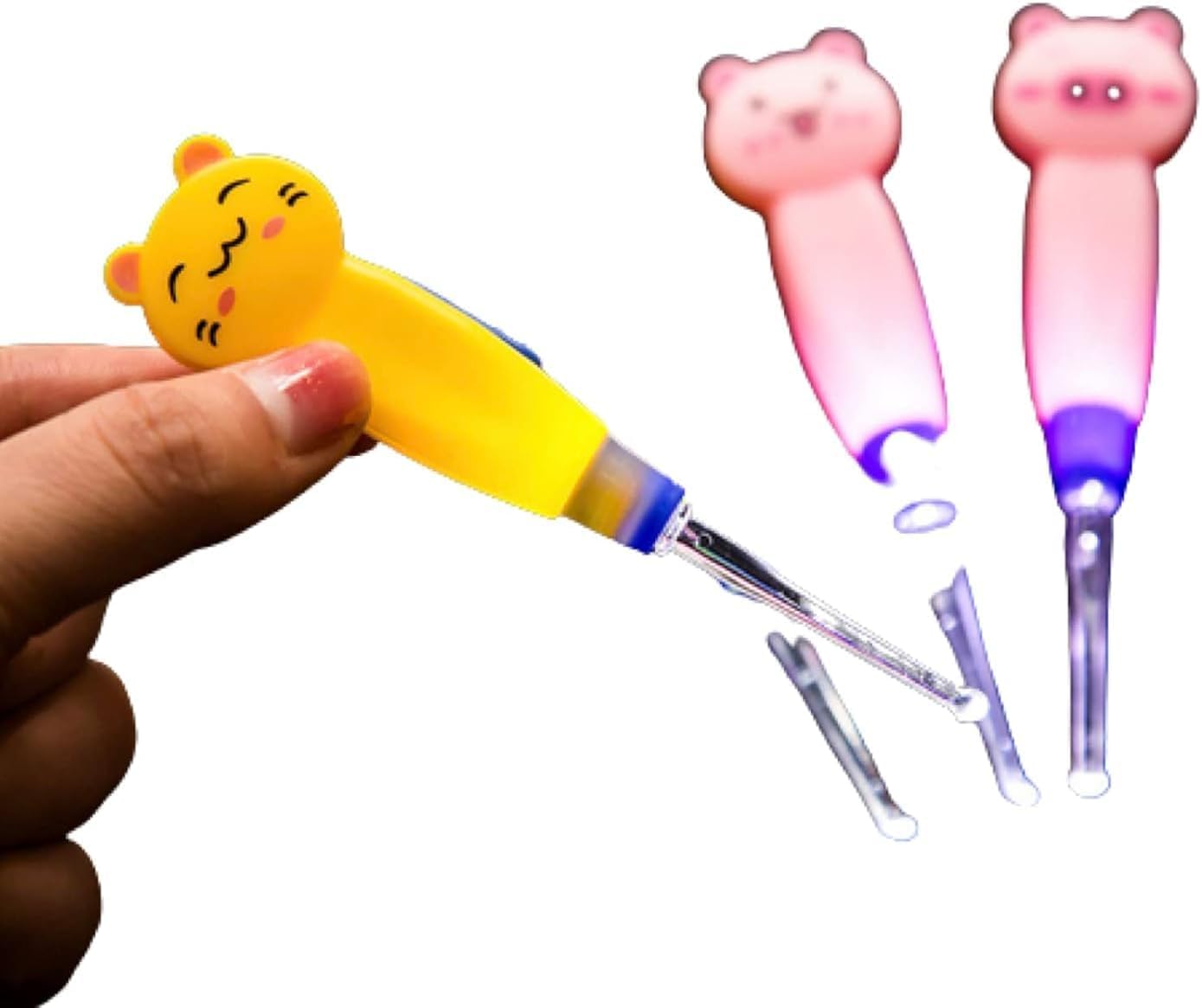 Cute Flashlight Earpick Ear Wax Removal Tool for Kids with LED Light Remove Ear Wax with LED Light