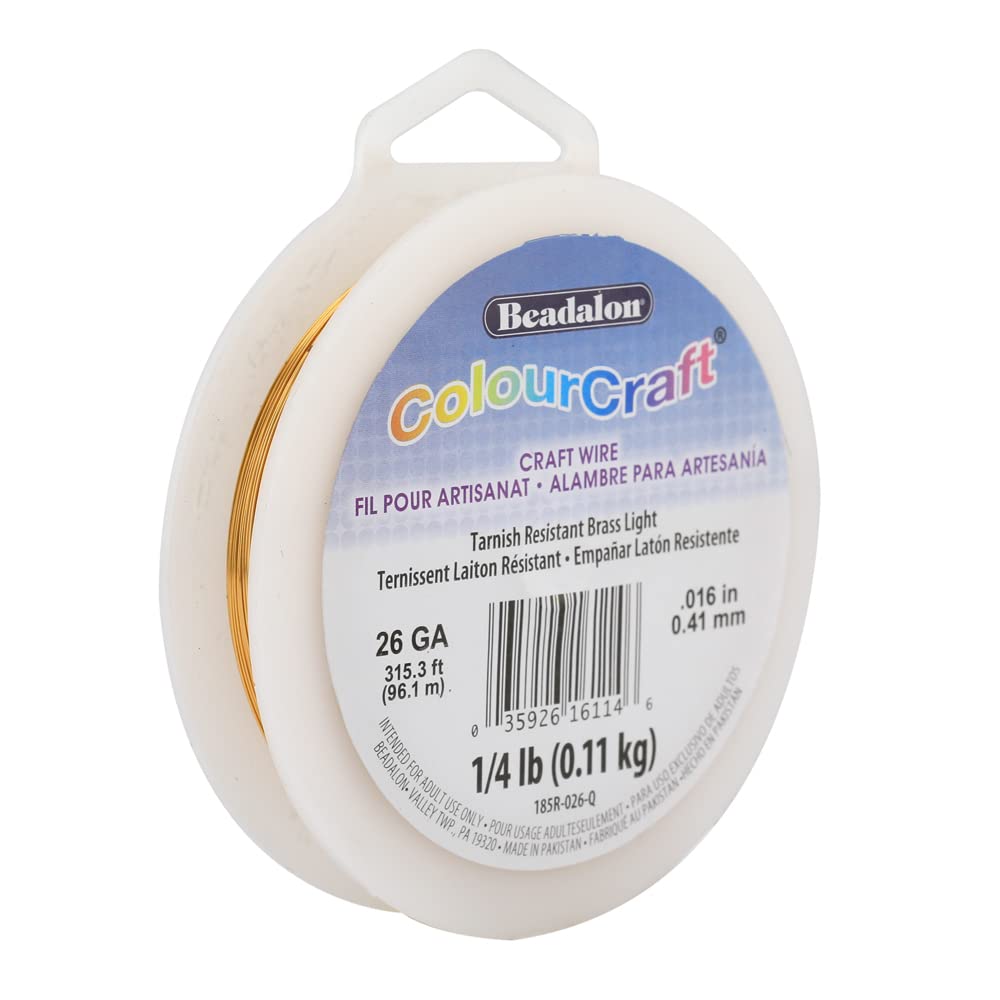 Beadalon ColourCraft Wire, 26 Gauge / 0.41 mm, Brass Light Color, Approx. 315 ft / 96 m