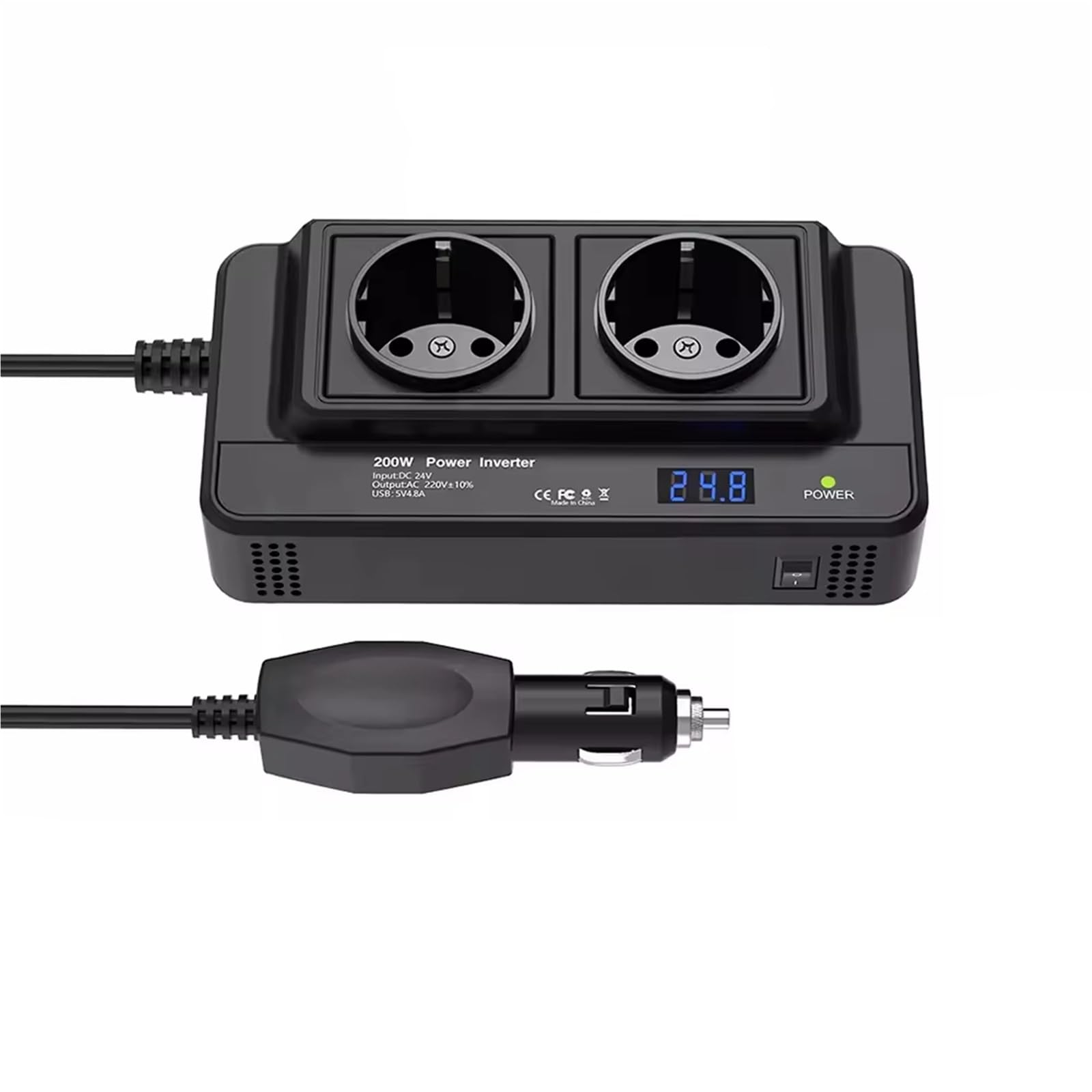 Convertisseur onduleur Voiture Convertisseur Allume-Cigare 4 Ports USB 400 W Puissance De Pointe DC vers AC 12 V vers 220 V 200 W Prise UE