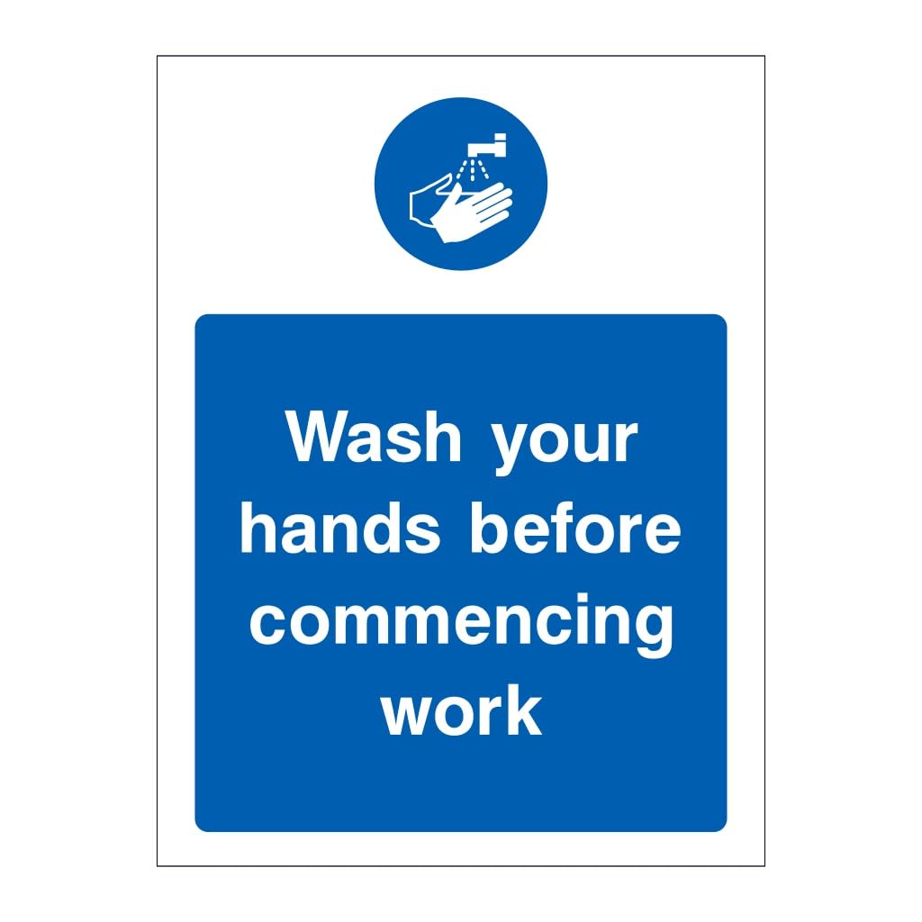 Yepyayqvk Tin Sign 632 Wash Your Hands Before Commencing Work Sign - Mandatory Metal Tin Sign Garage Wall Decor 6X8 Inch