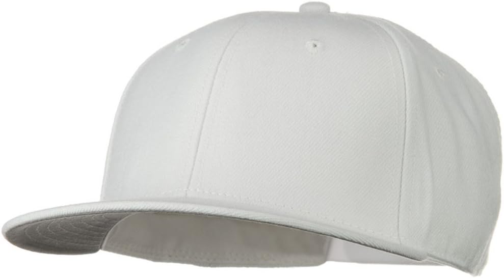 Wool Blend Flat Visor Pro Style Snapback Cap - White
