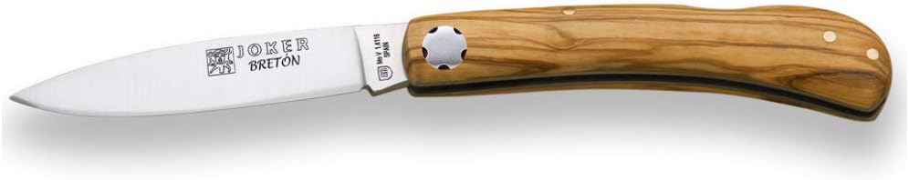 Joker Handcrafted Pocket Knife Breton NO44, with Handle in Olive Wood, MOVA Blade 3.14 inches, Fishing Tool, Hunting, Camping and Hiking