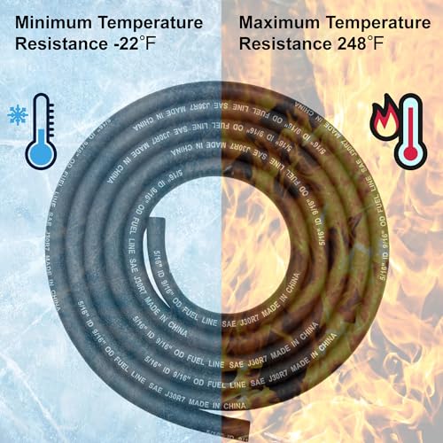 Image of 5 /16 inch ID Fuel Line Hose Braided with 10 Clamps NBR Rubber Tubing 8 Feet for Automotives Boat Generators SAE J30R7 (8mm ID)