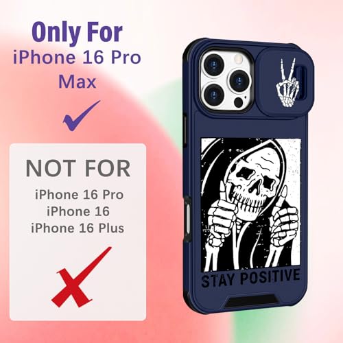 Image of Funermei for iPhone 16 Pro Max Case - Women Girls Cute Phone Cover Girly Pretty Aesthetic Skull Unique Design with Camera Cover Funda for Apple for iPhone 16 Pro Max