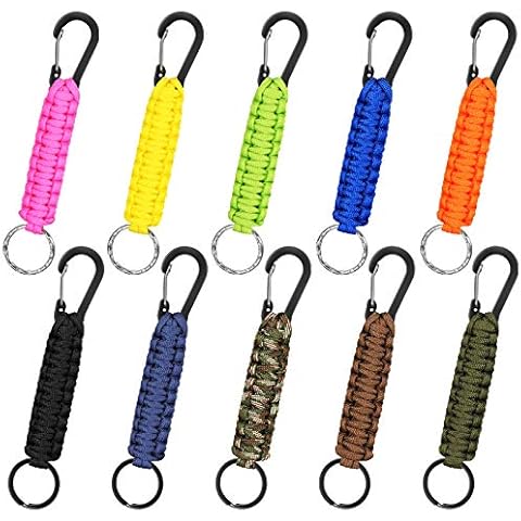 10 Stück Paracord Schlüsselanhänger Schnellverschluss Schlüsselband Clip Ring Geflochtenes Lanyard Nützlichkeit Ring Haken Outdoor Lanyard Schlüsselringe für Männer (Frische Farbe) Cover