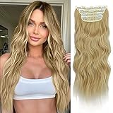 QOUWIPY Clip in Extensions Echthaar, 4pcs Extensions, Extensions Echthaar 50cm, Haarverlängerung 200g, Clip in Extensions Echthaar Blond, Echthaar Extensions Clip for Hair Top Clip in Extensions