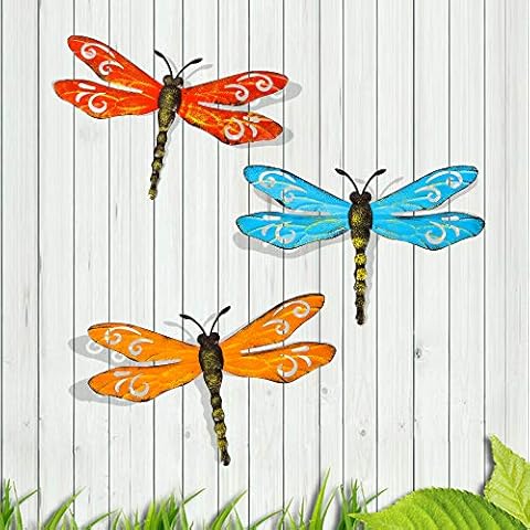 Scwhousi 3 Pack Metal Dragonfly Wall Decor Cover
