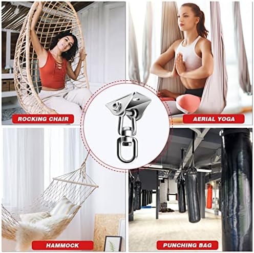 Heavy Duty Swing Hanger Hook 360°Rotate Hanging Chair Hook Ceiling Hook for Hammock Swing with Bolts Screws Stainless Steel Hammock Chair Hanging Kit with 1000LB Capacity for Concrete Wood