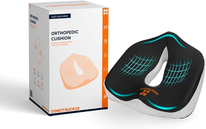 Cojín Ortopédico para Cóccix y Zona Lumbar con Látex y Gel Viscoelástico, Ideal para Uso Prolongado