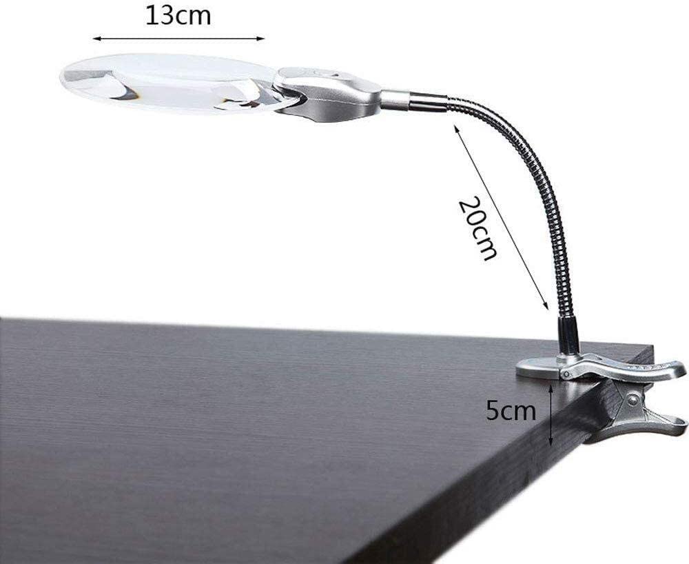 Lupa de Escritorio, Lupa iluminada para Lectura de Ancianos, Reloj HD, reparación de Espejo Grande, Lupa para niños con luz LED