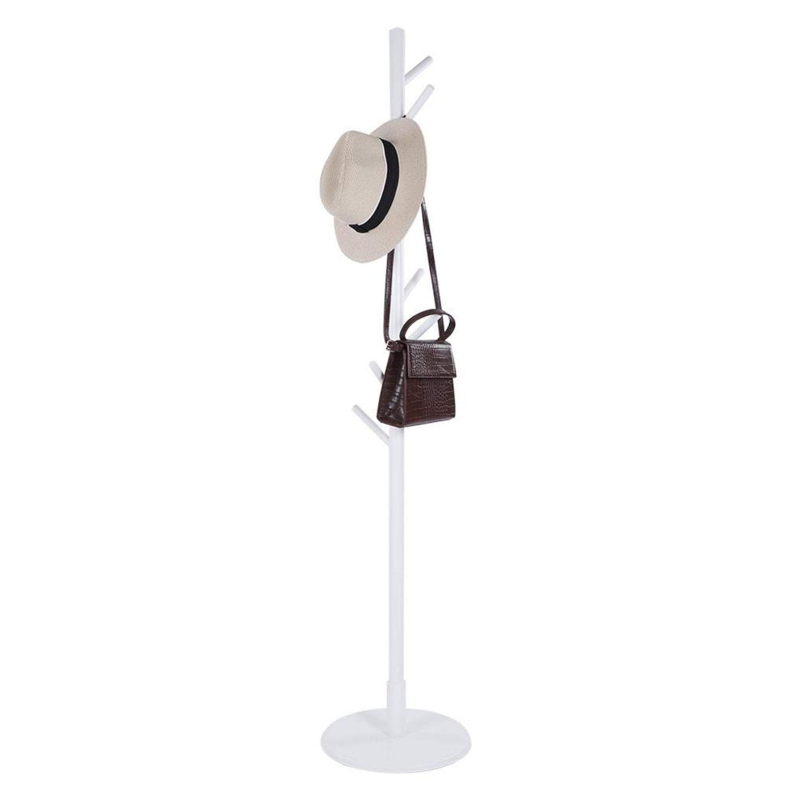 Haofy Perchero de pie de madera, perchero vertical para ropa, sombrero, bolso, chaqueta, bufanda, guantes, 8 ganchos(blanco)