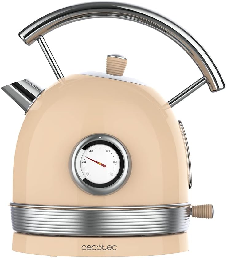 Bouilloire Électrique Arendo 1,7L - Design Rétro Inox, Arrêt Auto, Filtre Anticalcaire, Gris