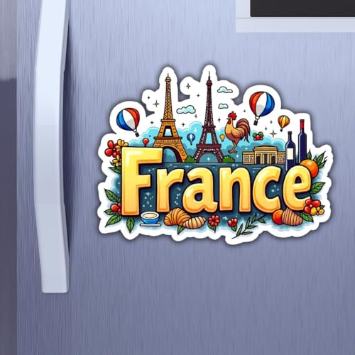 Image of Zesta Wooden Fridge Magnets Set | Refrigerator Decor Magnets for Kitchen | India Souvenir Fridge Magnet Collection | Wooden Magnet for Fridge Door Decoration (France)