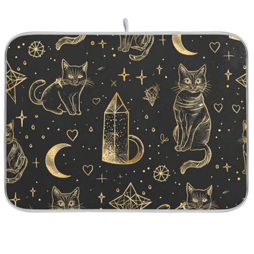 Tapete reutilizable para platos de tarot gótico negro y dorado,