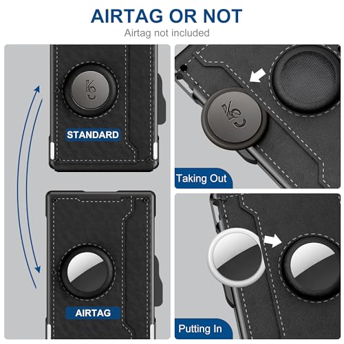 Umoven KB0015 Airtag Wallet For Men - With Pop Up Aluminum Case Money Clip Slim Leather Slots Credit Card Holder Rfid Blocking Bifold Minimalist Wallet  thumb #4