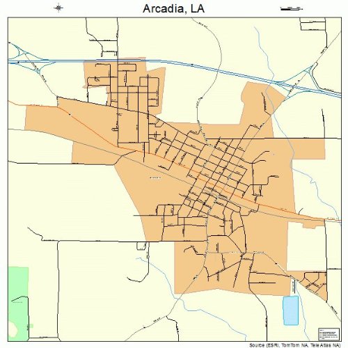 Large Street & Road Map of Arcadia, Louisiana LA Printed poster size wall atlas of your home