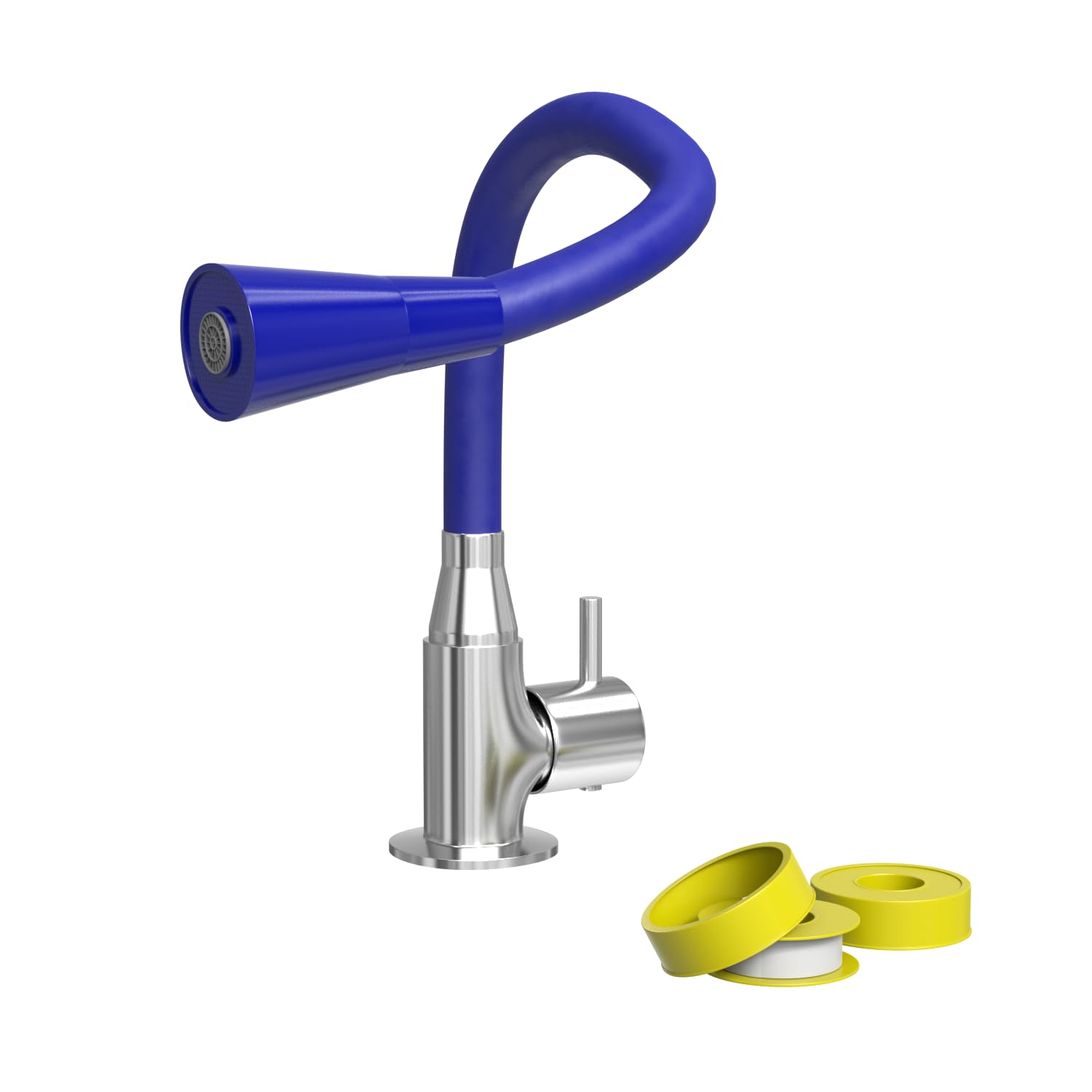 ZAP Swan Neck Dual Flow Brass Sink Cock, 7 Inch Silicone Spout, Modern Kitchen Faucet with Flexible Swivel Spout (Blue) (B0CB8F8GKT) Amazon Price History, Amazon Price Tracker