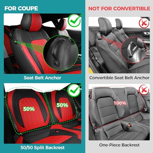 Image of Custom Fit Seat Covers for Ford Mustang Coupe 2015-2025, BlackRed