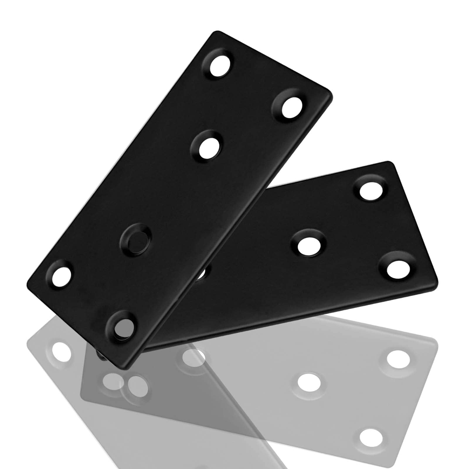 50-Pack 2.36" Black Mending Plate For Wood, Stainless Steel Straight Mending Plates Heavy Duty Metal Brackets For Brace Furniture Fence Bookcase - View #2