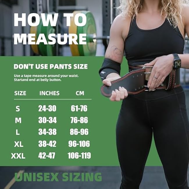 Weight lifting Belt (6mm Thick) - Genuine leather, offering back support. Double-pronged buckle, ideal for weightlifting, powerlifting, squats and deadlifts