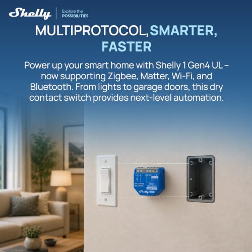 Image of Shelly 1 Gen4 UL, Smart Relay Switch, Wi-Fi, Zigbee, Matter, Dry Contact