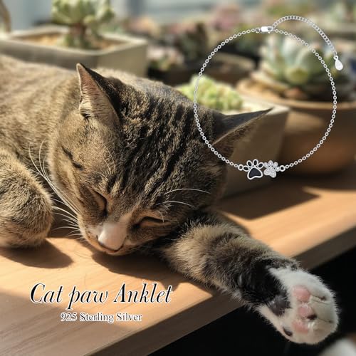 Image of 925 Sterling Silver Anklet Foot Bracelet with Crystal from Austria, Anklet Jewelry Gifts for Women 11 Inch Adjustable
