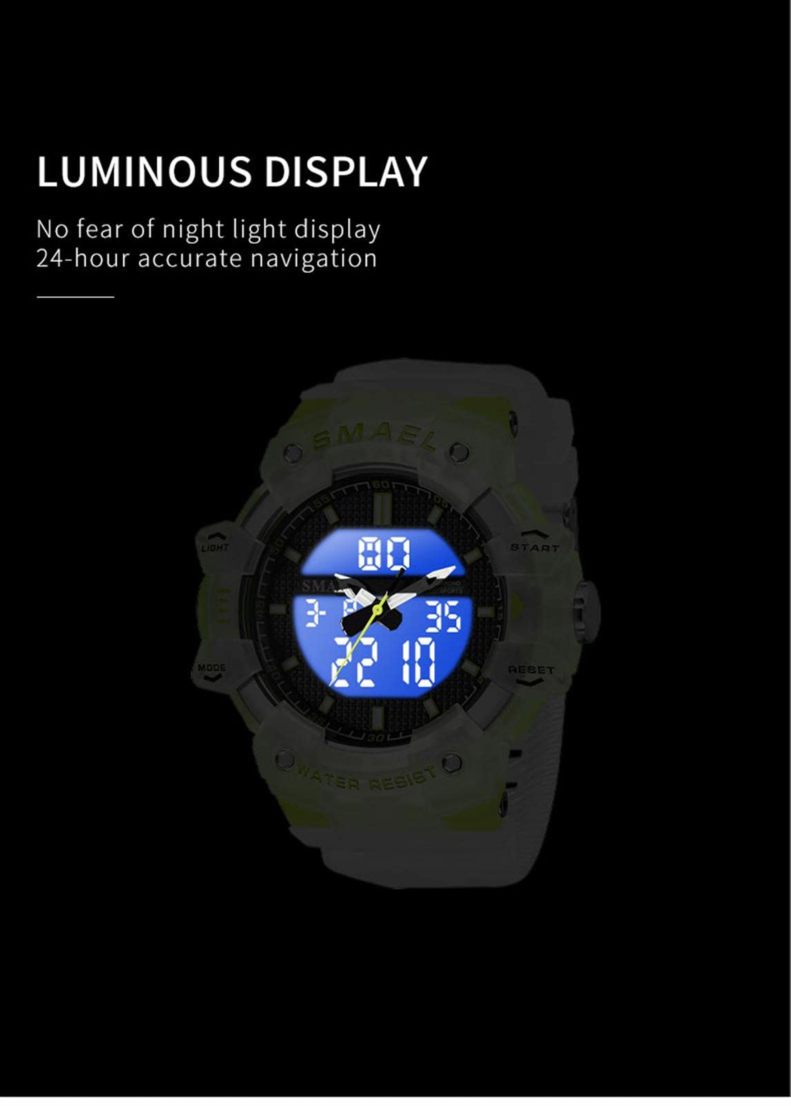 Montres Numériques pour Hommes, Montre de Sport Multifonctionnelle Étanche 50M Lumineux Double Affichage Montres Militaires Rétro-éclairage Montres Bracelets